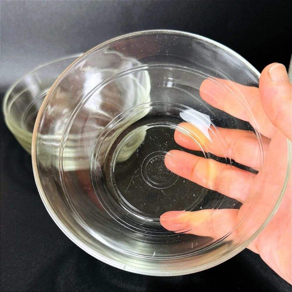 Vtg. Duralex France Lys Clear Set 3 Tempered Glass Cereal Dessert Prep Bowls